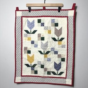 Handmade Quilted Wall Hanging Mini Quilt Floral Patchwork Country Cottage Decor